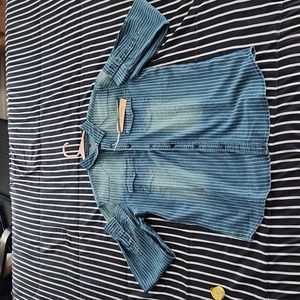NWTS MENS STRETCH DENIM SHIRT SIZE MEDIUM.
